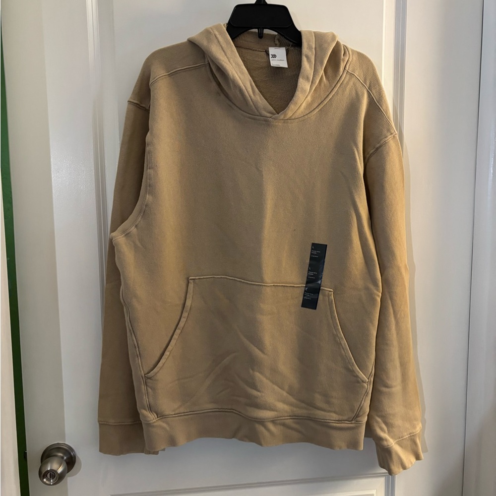 Men's All In Motion Tan Hooded Pullover Sweatshirt Sz L NWT
